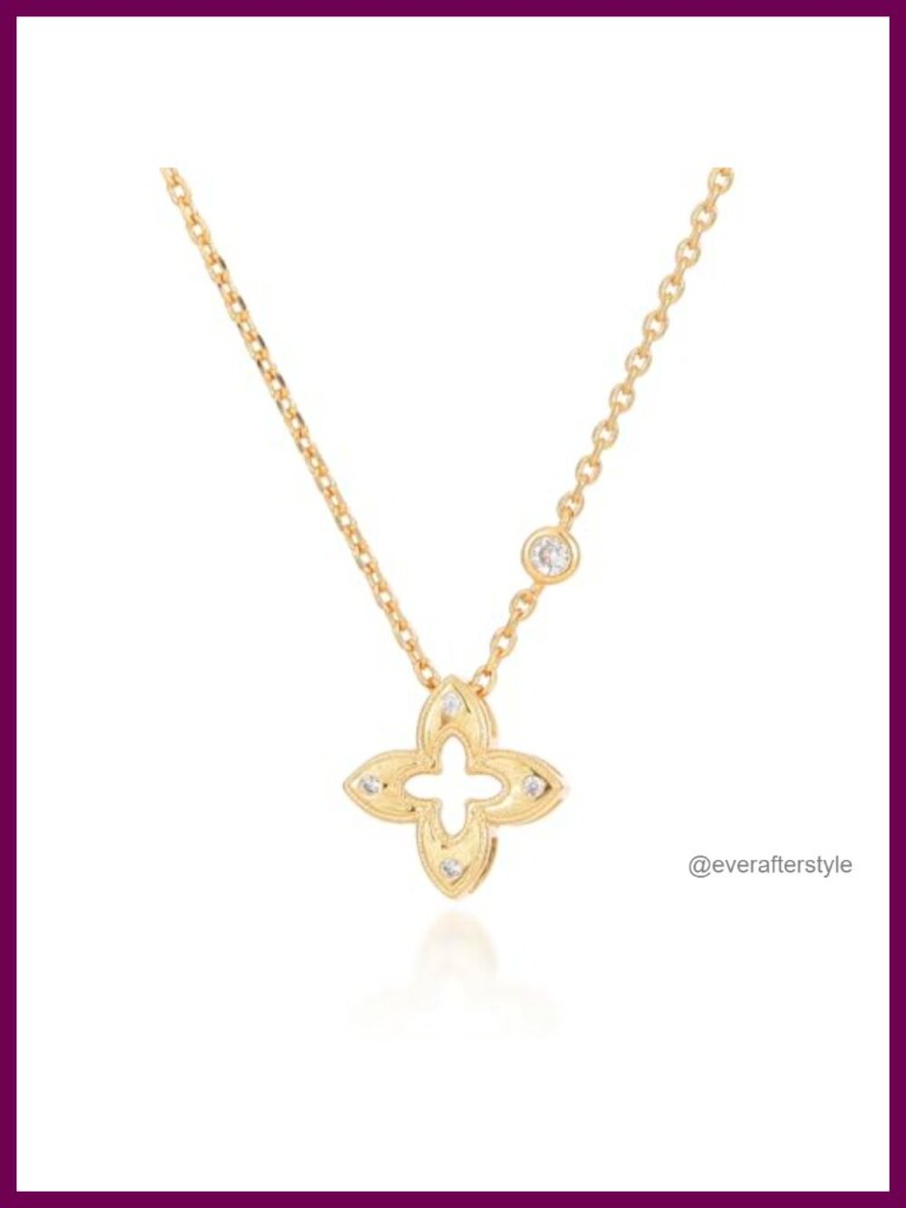 Elegant 18K Gold Plated Four Leaf Clover Necklace CZ Pendant Adjustable Gift